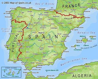 cities in spain. Map of Spain